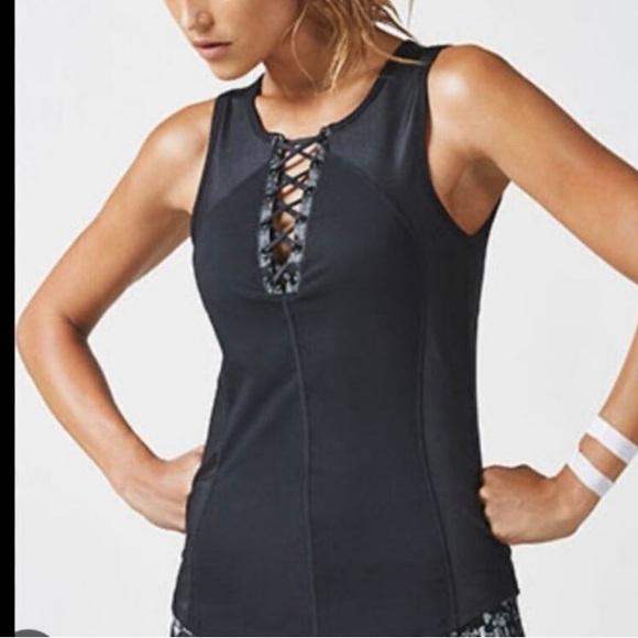 Fabletics corset style black lace up tank - Picture 12 of 16